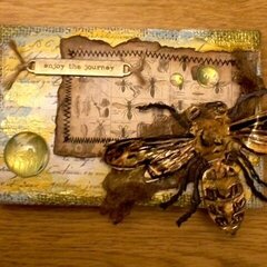 Dragonfly & Bee Burlap Art