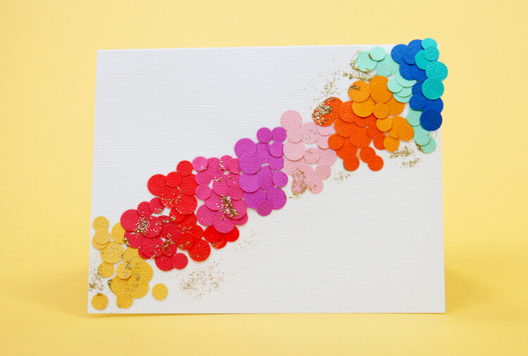 Rainbow Confetti Punch Gold Glimmer Paste Card