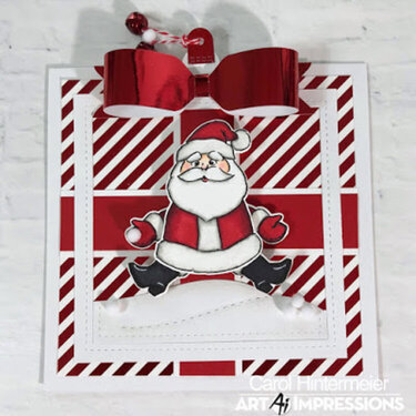 Santa Flutter Candy Cane Stripe Card