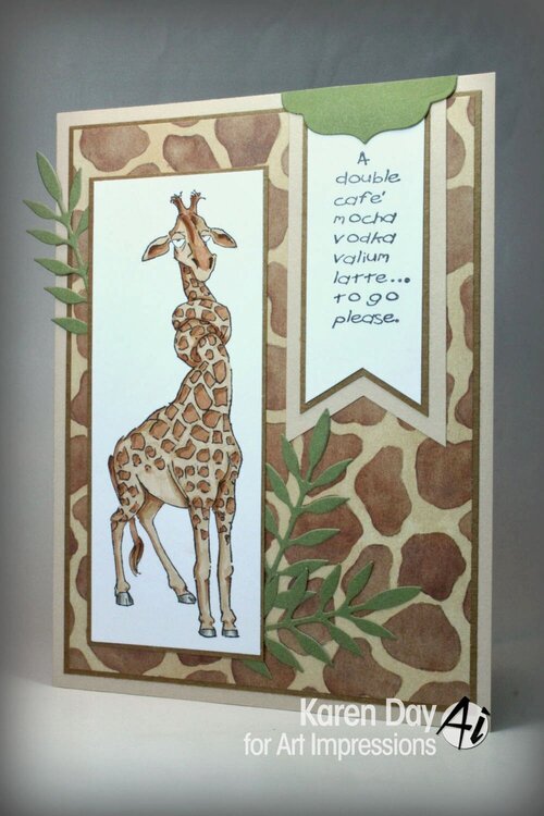 &quot;Latte to go&quot; giraffe card using Art impressions stamps
