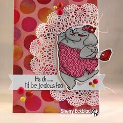 "I'd be jealous too" elephant card using Art impressions stamps