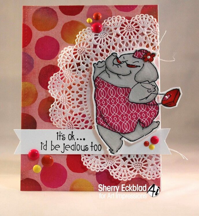 &quot;I&#039;d be jealous too&quot; elephant card using Art impressions stamps