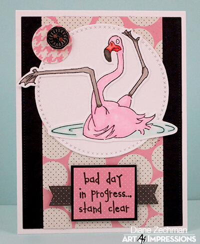 &quot;Bad day&quot; flamingo card using Art impressions stamps