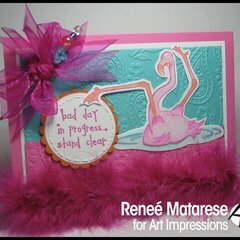 "Bad day" flamingo card using Art impressions stamps