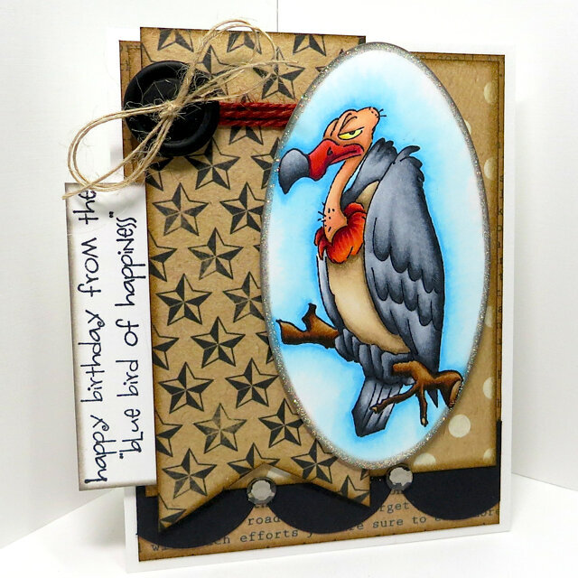 Happy birthday buzzard card using Art impressions stamps
