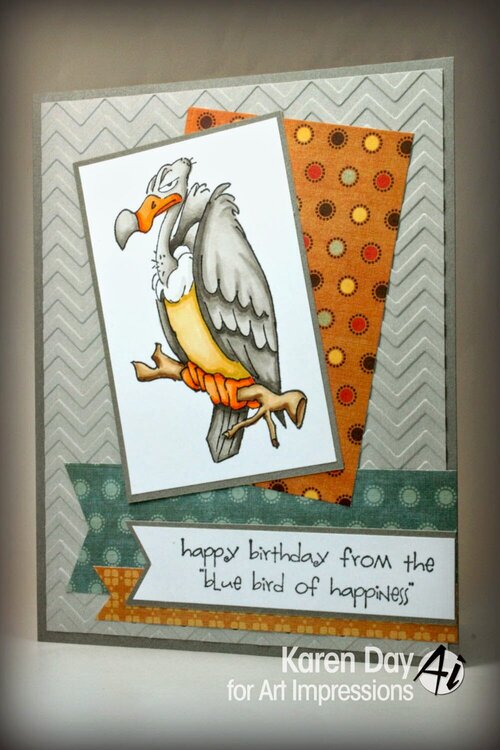 Happy birthday buzzard card using Art impressions stamps