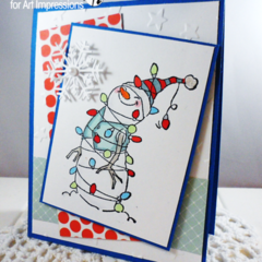 Christmas snowman card using Art Impressions stamps