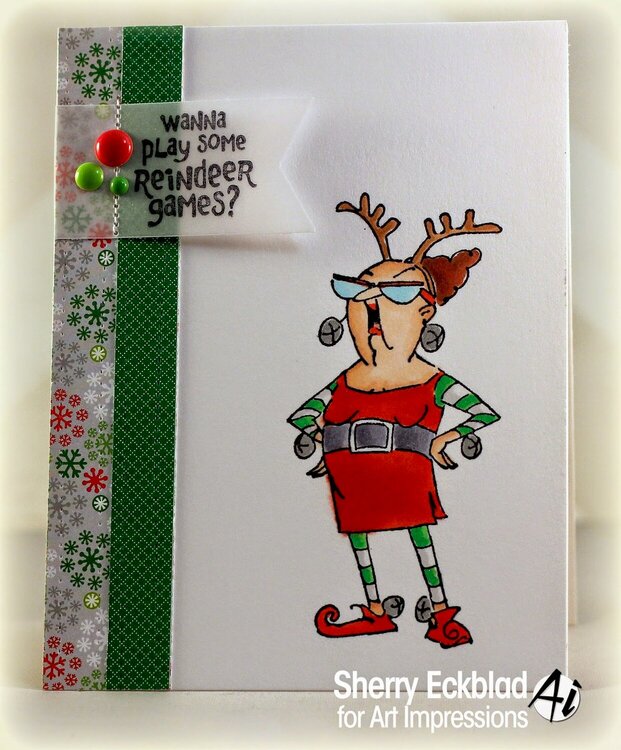 Funny Christmas card using Art Impressions stamps