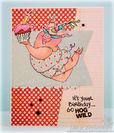 &quot;Hog wild&quot; birthday card using Art Impressions stamps