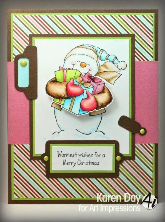 Snowman card using Art Impressions stamps