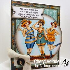 Funny vintage style card using Art Impressions stamps