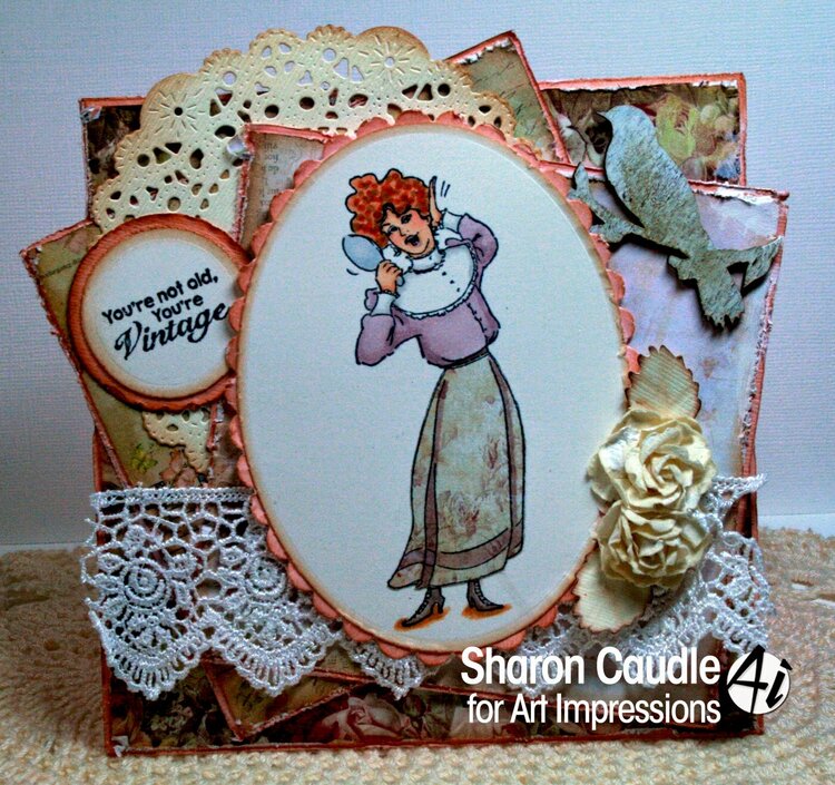 Vintage style card using Art Impressions