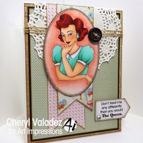 Vintage style card using Art Impressions stamps