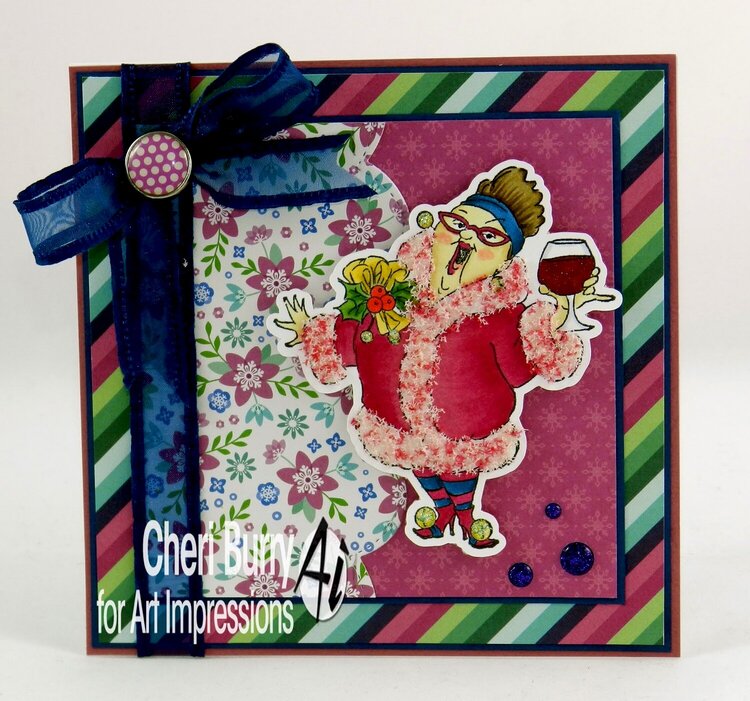 Christmas cheer card using Art Impressions stamps