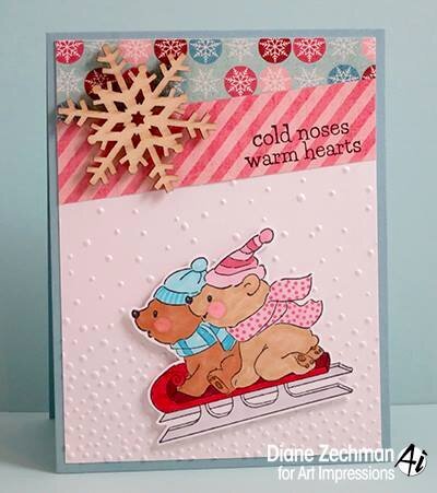 Christmas bears card using Art Impressions stamps