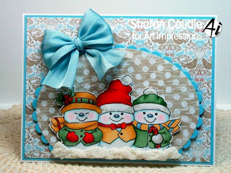 Snowmen card using Art Impressions stamps