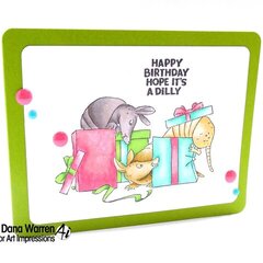 Armadillo birthday card using Art Impressions stamps
