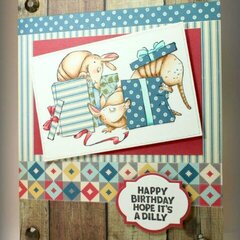 Armadillo birthday card using Art Impressions stamps