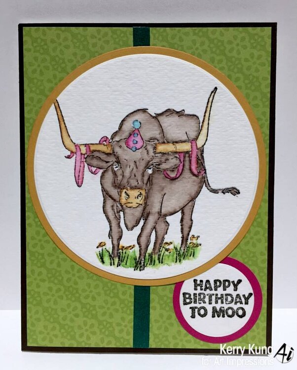 &quot;Happy birthday to moo&quot; card using Art Impressions stamps