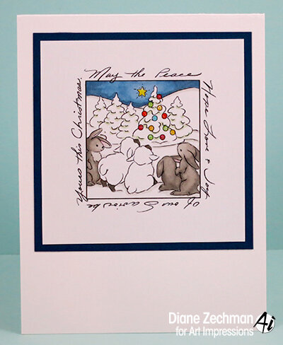 Christmas window card using Art Impressions stamps