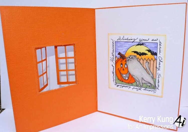 Halloween window card using Art Impressions stamps