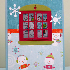 Christmas window snowman card using Art Impressions stamps