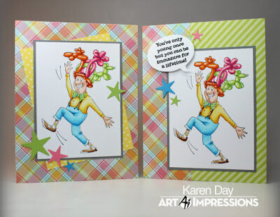 Funny birthday card using Art Impressions stamps
