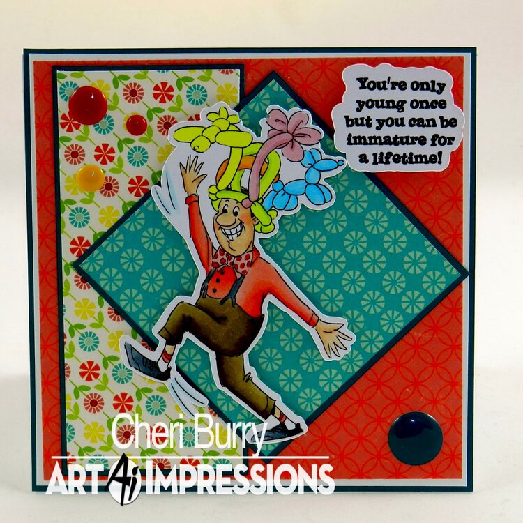 Funny birthday card using Art Impressions stamps