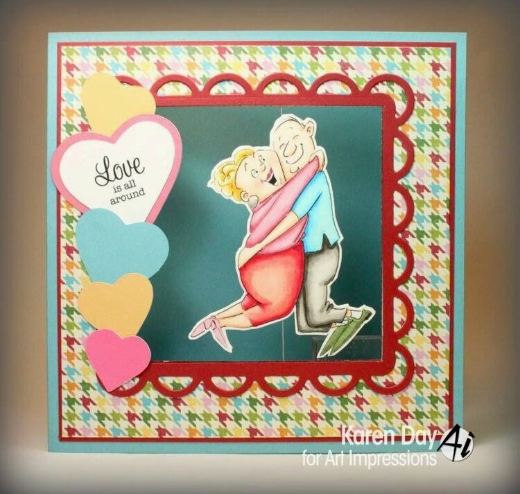 Love is all around card using Art Impressions stamps