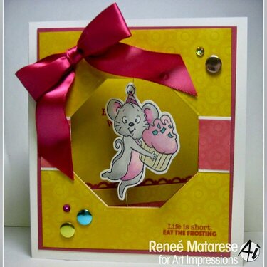 Mouse cupcake card using Art Impressions stamps