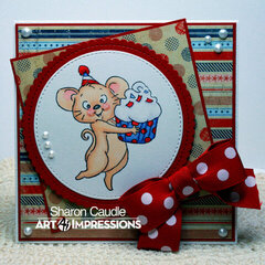 Mouse cupcake card using Art Impressions stamps