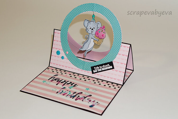 Mouse cupcake card using Art Impressions stamps