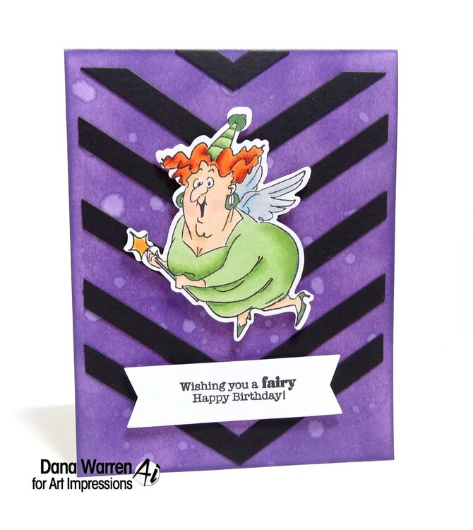 Fairy happy birthday card using Art Impressions stamps