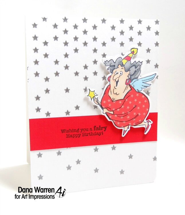 Fairy happy birthday card using Art Impressions stamps