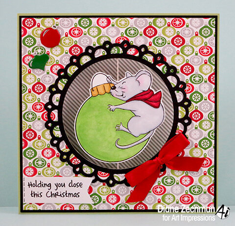 Mouse Christmas card using Art Impressions stamps