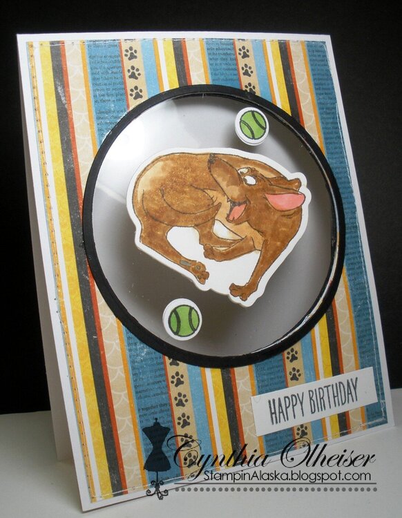 Dog happy birthday card using Art Impressions stamps