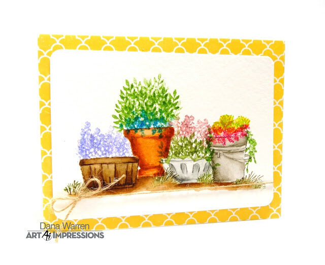 Watercolor Pots and Buckets Card