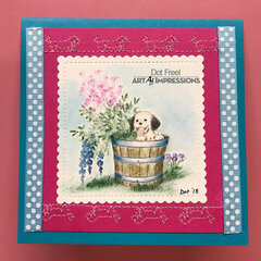 Puppy in a Pail Stitched Card