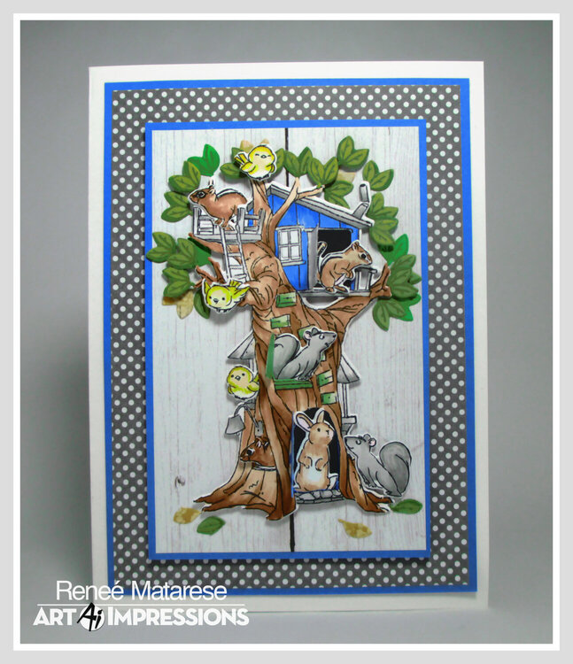 Woodland Tree Cubbie Birthday Card (doors open)