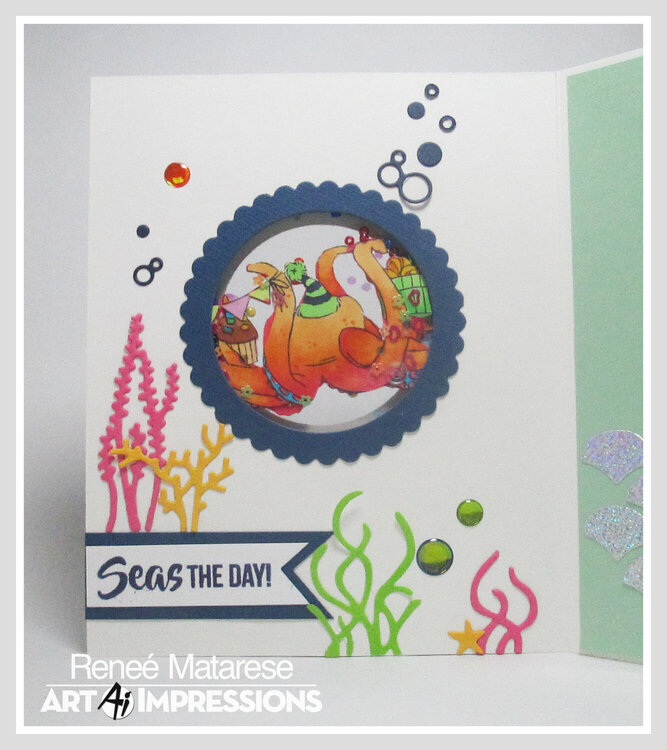 Art Impressions Octopus Shaker card (Inside close up)