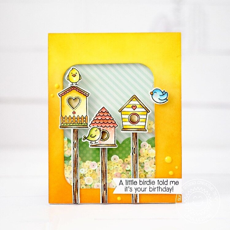 Sunny Studio Stamps A Bird&#039;s Life Shaker Card by Lexa Levana