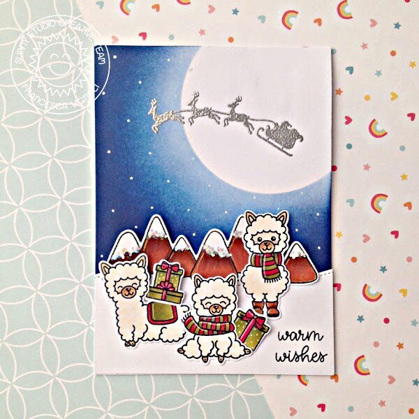 Sunny Studio Stamps Alpaca Holiday Card by Francesca Vignoli