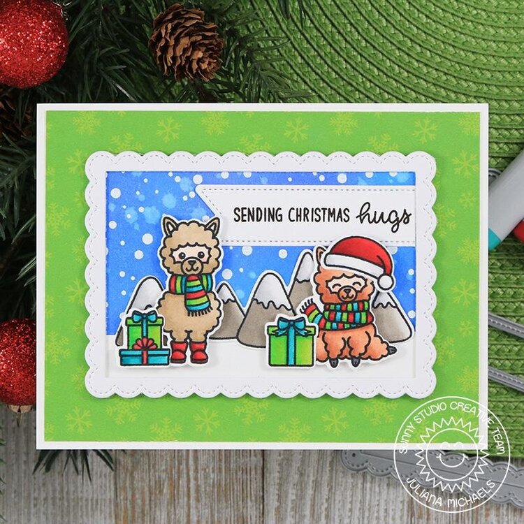 Sunny Studio Stamps Alpaca Holiday Card by Juliana Michaels