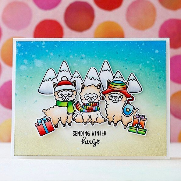 Sunny Studio Stamps Alpaca Holiday Card by Laura Bassen
