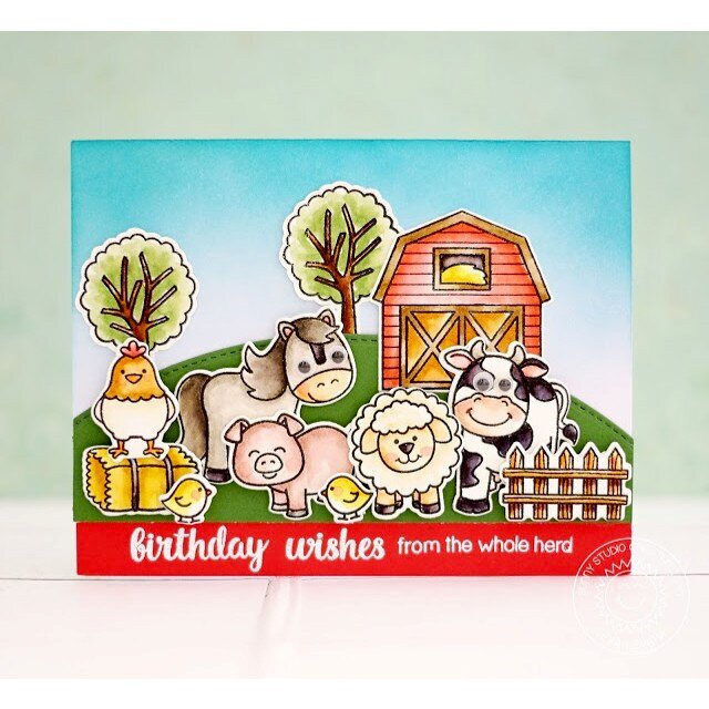 Sunny Studio Stamps Barnyard Buddies Card by Lexa Levana