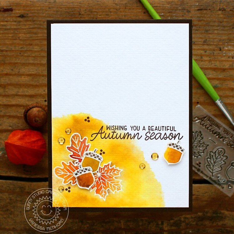 Sunny Studio Stamps Watercolor Fall Leaves Card by Vanessa Menhorn