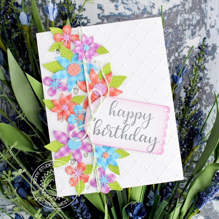 Sunny Studio Stamps Botanical Backdrop Card by Leanne West