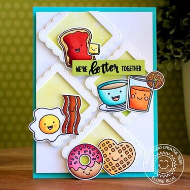 Sunny Studio Breakfast Puns Diagonal Grid Card by Eloise Blue