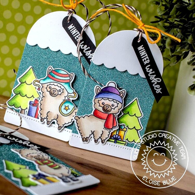 Sunny Studio Stamps Alpaca Holiday Card by Eloise Blue