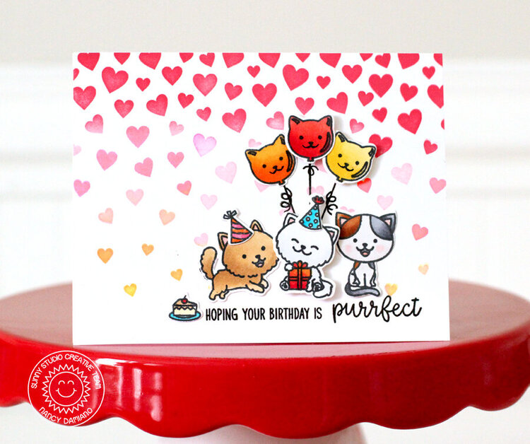 Sunny Studio Stamps Purrfect Birthday Cat Card by Nancy Damiano